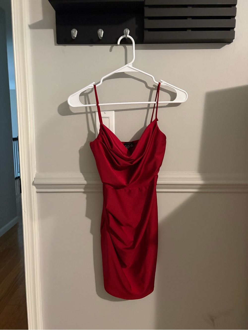 Windsor Red Satin Cowl Mini Dress